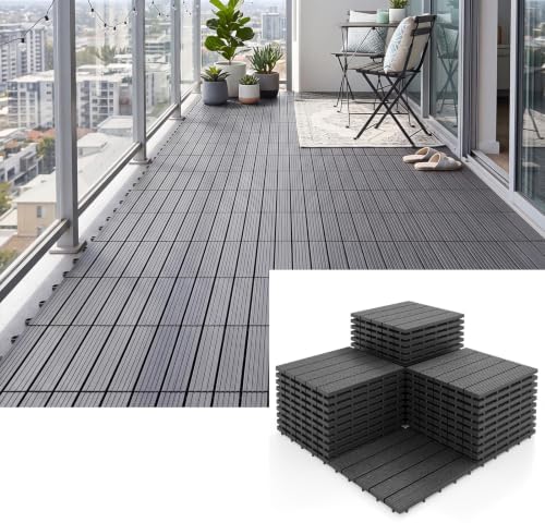 GIANTEX 36 PCS Plastic Interlocking Deck Tiles, Waterproof PP Floor Tiles by Giantex