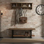 Pomona Solid Wood Entryway Bench and Coat Rack Set, Rustic Brown, 48 Inch - Image 6