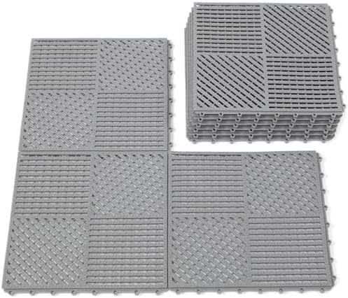 9 Pack Interlocking Drainage Tiles Double Non-Slip Tiles Mat by wiiiw