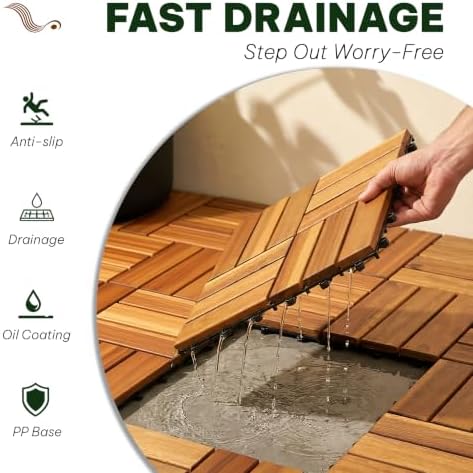 VICTORY RELAX Natural Acacia 12x12 Interlocking Wood Deck Tiles - Image 5