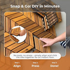 Majestick Goods 24-Pack Herringbone Acacia Wood Interlocking Deck Tiles - Image 3