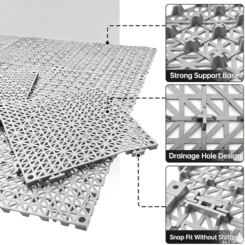 RITOLLO Modular Interlocking Cushion Drainage Floor Tiles, Yard -Gray - Image 4