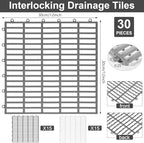 Breling 30 Pcs Interlocking Floor Drainage Tiles Rubber Mats 12" x 12" - Image 2