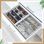 Amylove 4 Pcs Gray Sunglass Organizer Trays 4 Grids Velvet Glasses Holder - Image 6