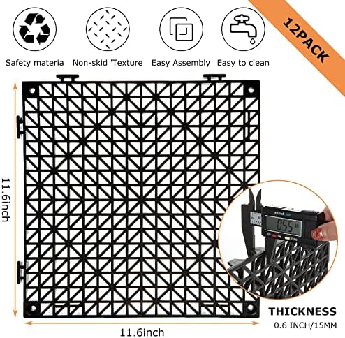 12 Pack Interlocking Floor Tiles 11.8" x 11.8" Interlocking Rubber Floor Mat - Image 2