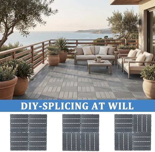 Plastic Interlocking Deck Tiles 27 Pack 12"x12" | Non-Slip Tool-Free Waterproof - Image 6