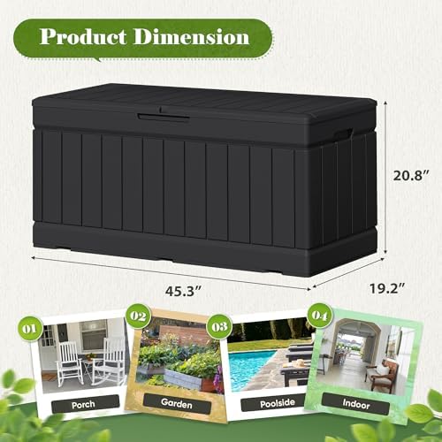 Flamaker Outdoor Storage Box 80 Gallon Resin Waterproof Deck Box - Image 4