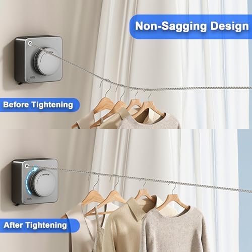 Retractable Clothesline Indoor Outdoor 16.2Ft Non-Sag - Image 3