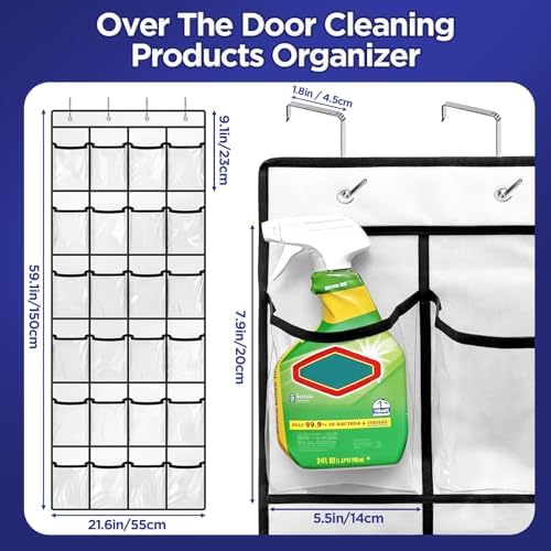 Clear Cleaning Supplies Organizer, Cleaning Products 24 Large Pockets - Image 3