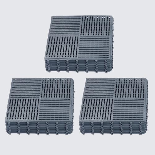 18 Pack Modular Interlocking Tiles Double Non-Slip 12"x12" Dark Gray by wiiiw