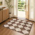 Brown Beige Checkered Entry Rug by Othilic