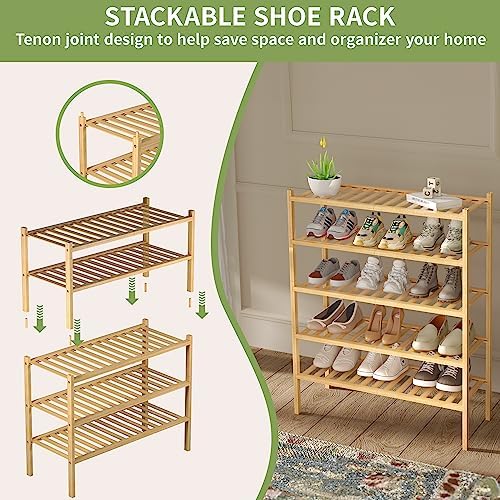 ROMGUAR CRAFT 3 Tier Bamboo Shoe Rack - Image 5