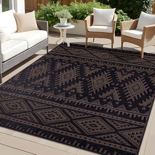 OLANLY Outdoor Rug 6x9 ft Waterproof Reversible Boho Mat by OLANLY
