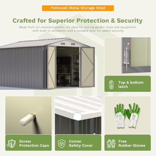 Patiowell 10x12 FT Metal Outdoor Storage Shed - Image 5