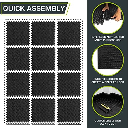 ProsourceFit Exercise Puzzle Mat ½-inch, EVA Interlocking Foam Floor Tiles - Image 6