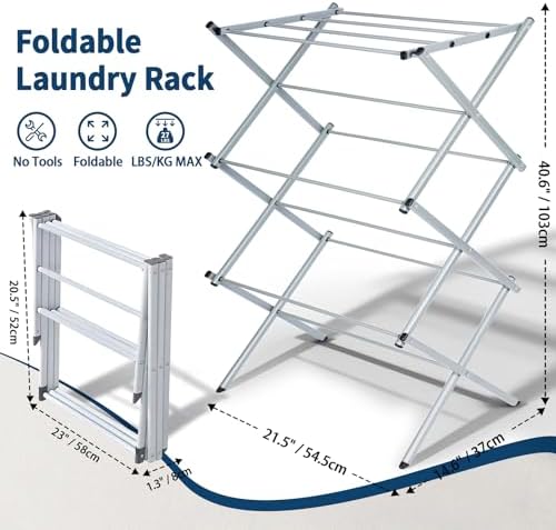 Whitmor Foldable Clothes Drying Rack: 3 Tier Laundry Drying Rack, Collapsible - Image 2