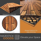 Majestick Goods 6-Pack Longboard Acacia Wood Interlocking Deck Tiles - Image 3
