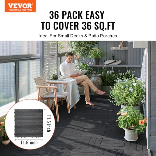 VEVOR 36 sq. ft Plastic Interlocking Deck Tiles, 36 Pack, Patio Floor Decking - Image 2
