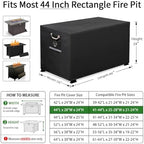 QH.HOME Fire Pit Cover Rectangular 44", 600D Heavy Duty 100% Waterproof - Image 2