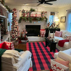 Red and Black Plaid Rug, Cotton Woven Rug - Image 5