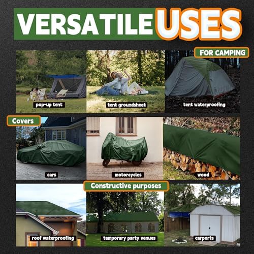 RAINDEWAY 12x14 Feet Tarps Heavy Duty Waterproof 10.5 Mil Outdoor Poly Tarp - Image 7