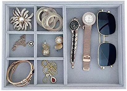 Gray Velvet Stackable Organizer Premium Quality Stackable Tray Halft 6 Grid and - Image 2