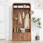 Narrow Hall Tree with Bench and Shoe Storage, Arched Mudroom Bench with Storage by Unknown