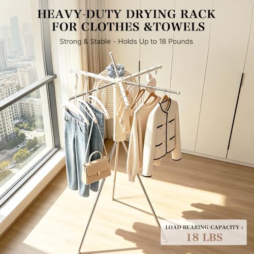 Foldable Clothes Drying Rack, Adjustable Windproof Laundry Drying Rack - Image 3