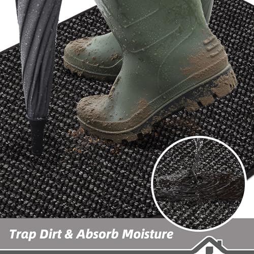 BEQHAUSE Dirt Trapper Door Mat 24" x 36" Half Circle Non Slip Rugs - Image 3