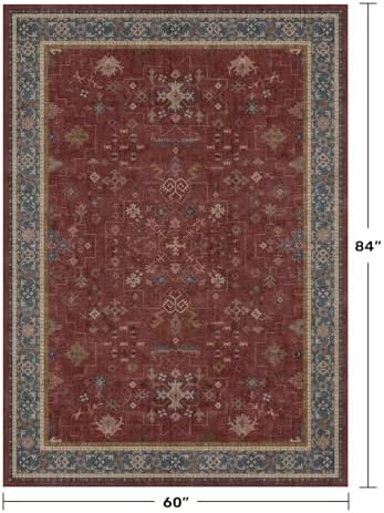 5x7 Boho Dark Red Rug for Living Room - Image 2