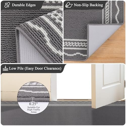Ileading Hallway Runner Rug 2x6ft Kitchen Floor Mat Modern Geometric Non Slip - Image 4