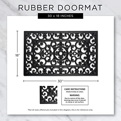 DII Rubber Doormats Collection All Weather, Heart Scroll - Image 3