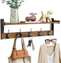 Coat Rack with Wall Mount, 23 Inch Long Entryway Wall Shelf with Hooks by FNBAR