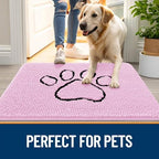 OLANLY Dog Door Mat for Muddy Paws 36x24, Paw Print Design Chenille Mud Mat - Image 6