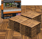 Majestick Goods 24-Pack Slat Acacia Wood Interlocking Deck Tiles by MajestickGoods