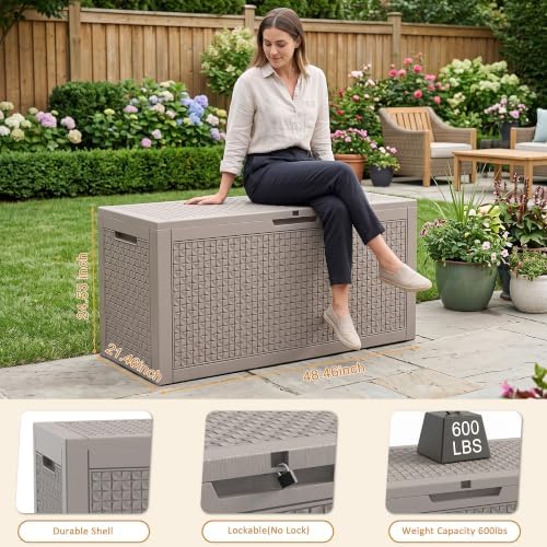 160 Gallon Outdoor Storage Box, Large Waterproof Patio Deck Box - Image 3