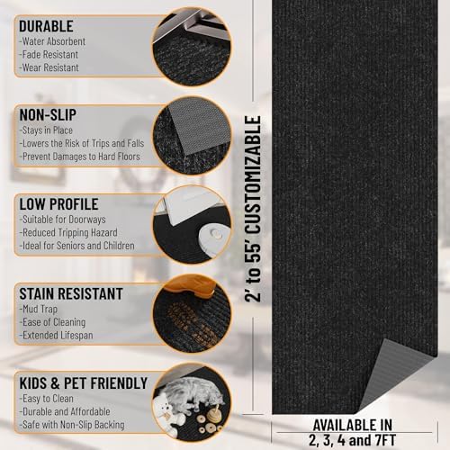 Ottomanson 3x8 Runner Rug, Non-Slip Dirt Trapper Indoor Outdoor Door Mat - Image 3