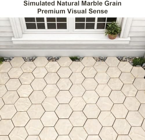 JJWOOD Hexagonal Stone-Look Interlocking Deck Tiles, Matte Rock Texture Outdoor - Image 5