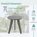 HDPS Outdoor Side Table, Small Round End Table - Image 3