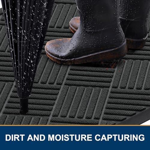Smiry Front Door Mat Outside Entrance, Natural Rubber Doormat, 59x20 Inch - Image 3