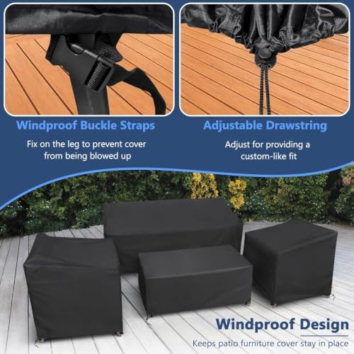 STARTWO Patio Furniture Set Cover 4 Piece Set, Regular 600D - Image 5