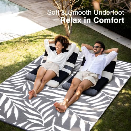 OLANLY Outdoor Rug 9x12 ft Waterproof Reversible Leaf Mat - Image 5