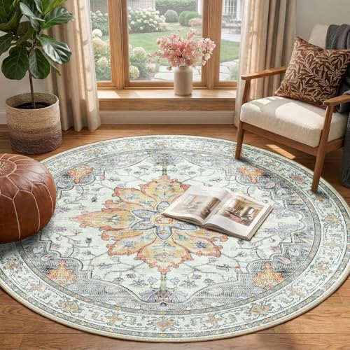 RELEANY Washable Area Rug, Round 4ft - Image 2