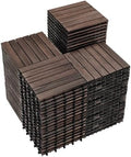 PrimeZone 81 PCS Solid Acacia Wood Interlocking Patio Deck Tiles Outdoor by PrimeZone