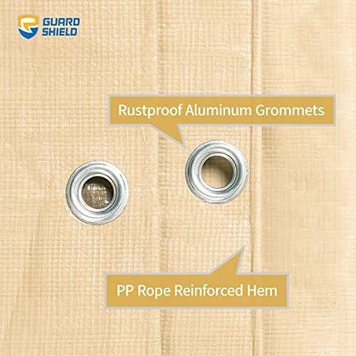 GUARD SHIELD Beige Tarp Heavy Duty Waterproof 16x16 Feet Outdoor Poly Tarps - Image 4