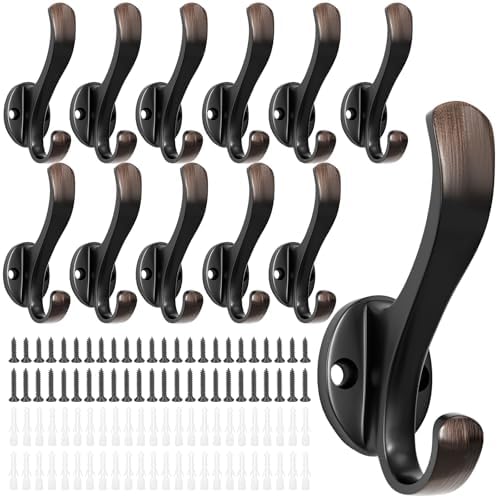 Heavy Duty Wall Hooks, Metal Mounting Hardware, Double Prong Design, Decorative by Ruiziiz