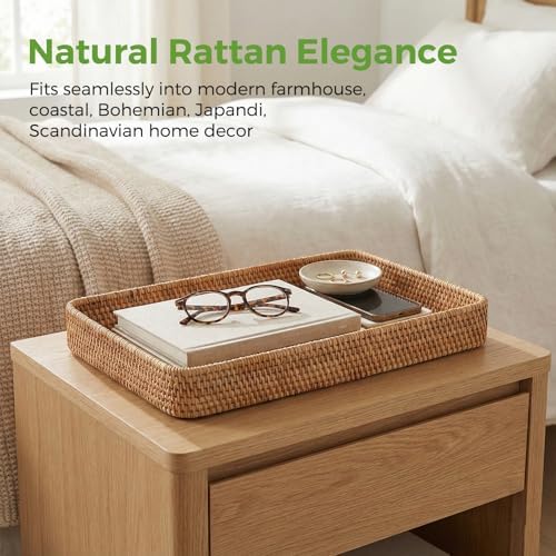 Rattan Serving Tray, Rectangle Wicker Storage Basket - Image 4