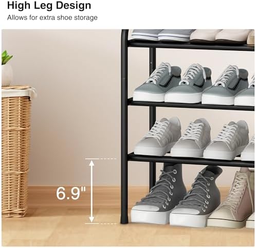 STO STO Expandable Shoe Rack, 3-Tier Metal Small Shoe Rack - Image 5