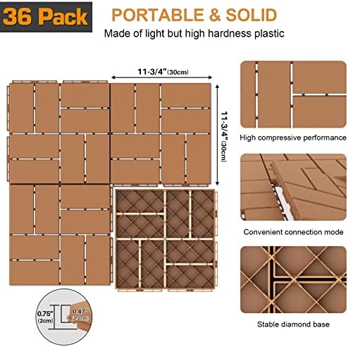 Goovilla Plastic Interlocking Deck Tiles, 36 Pack 12"x12" - Image 3