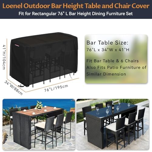 Outdoor Bar Height Table Set Cover Waterproof - Image 3
